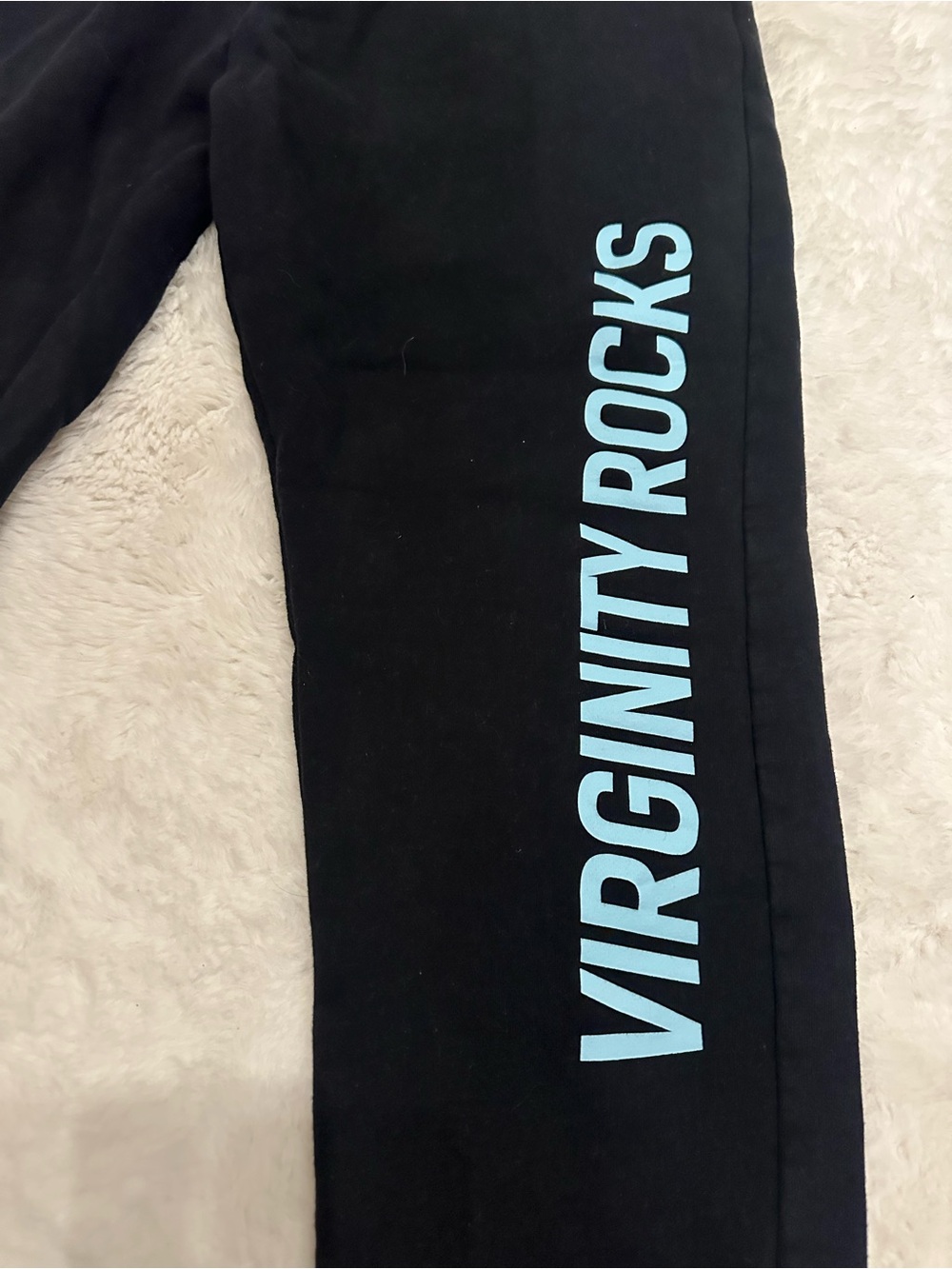 Virginity Rocks Black Sweatpants with Light Blue Side Logo - Picture 3 of 6